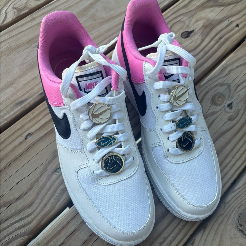 Nike Air Force Ones Pink back with basketball charms